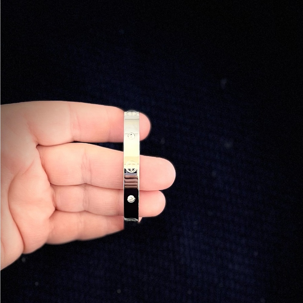 Silver Tone Solid Stainless Cuff - image 4